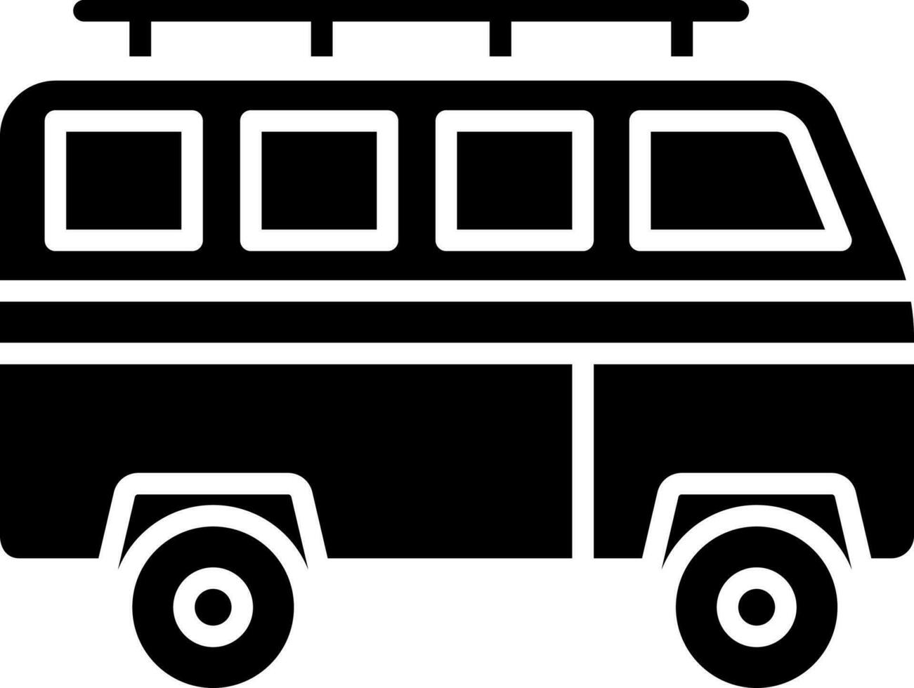 Camper van icon in Black and White color. vector