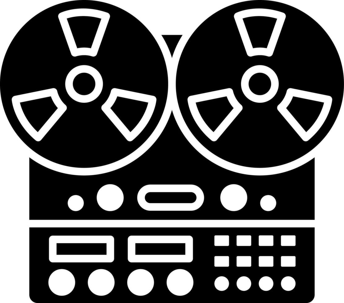Illustration of tape recorder glyph icon. vector