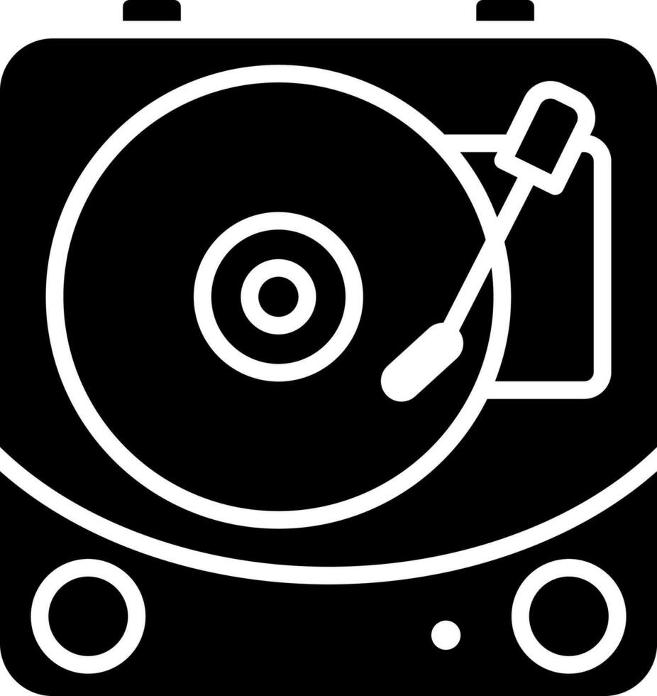 Black and White illustration of vinyl record icon. vector