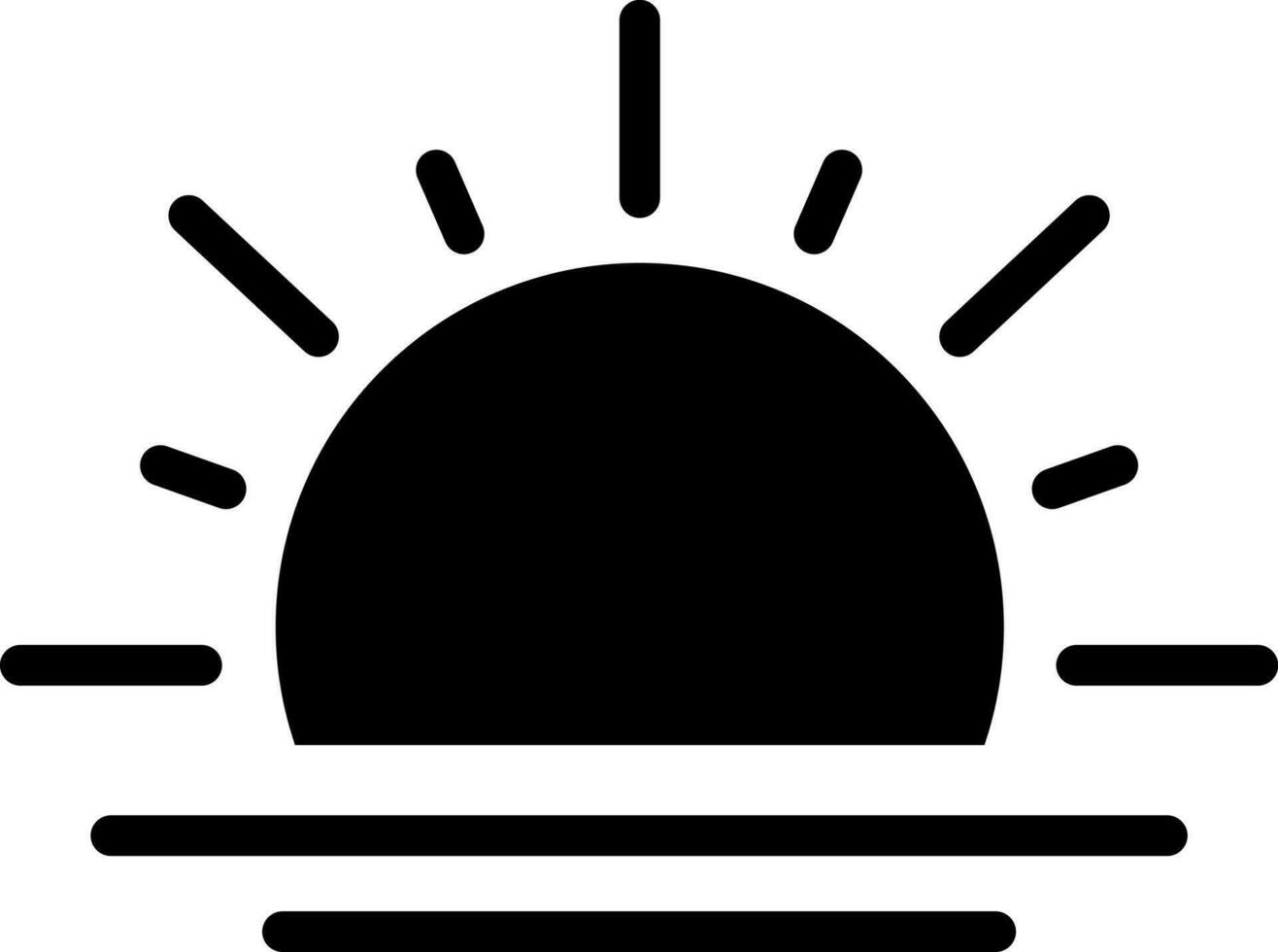 Sunrise icon or symbol in Black and White color. vector