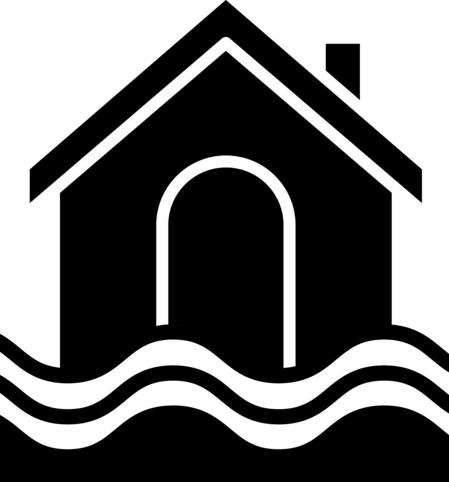 Flooded with house icon or symbol. vector