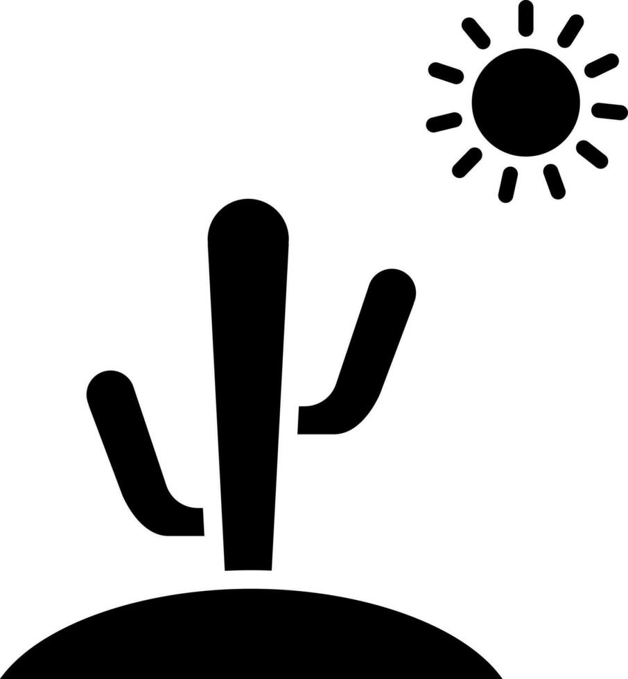 Sun with desert landscape icon or symbol. vector