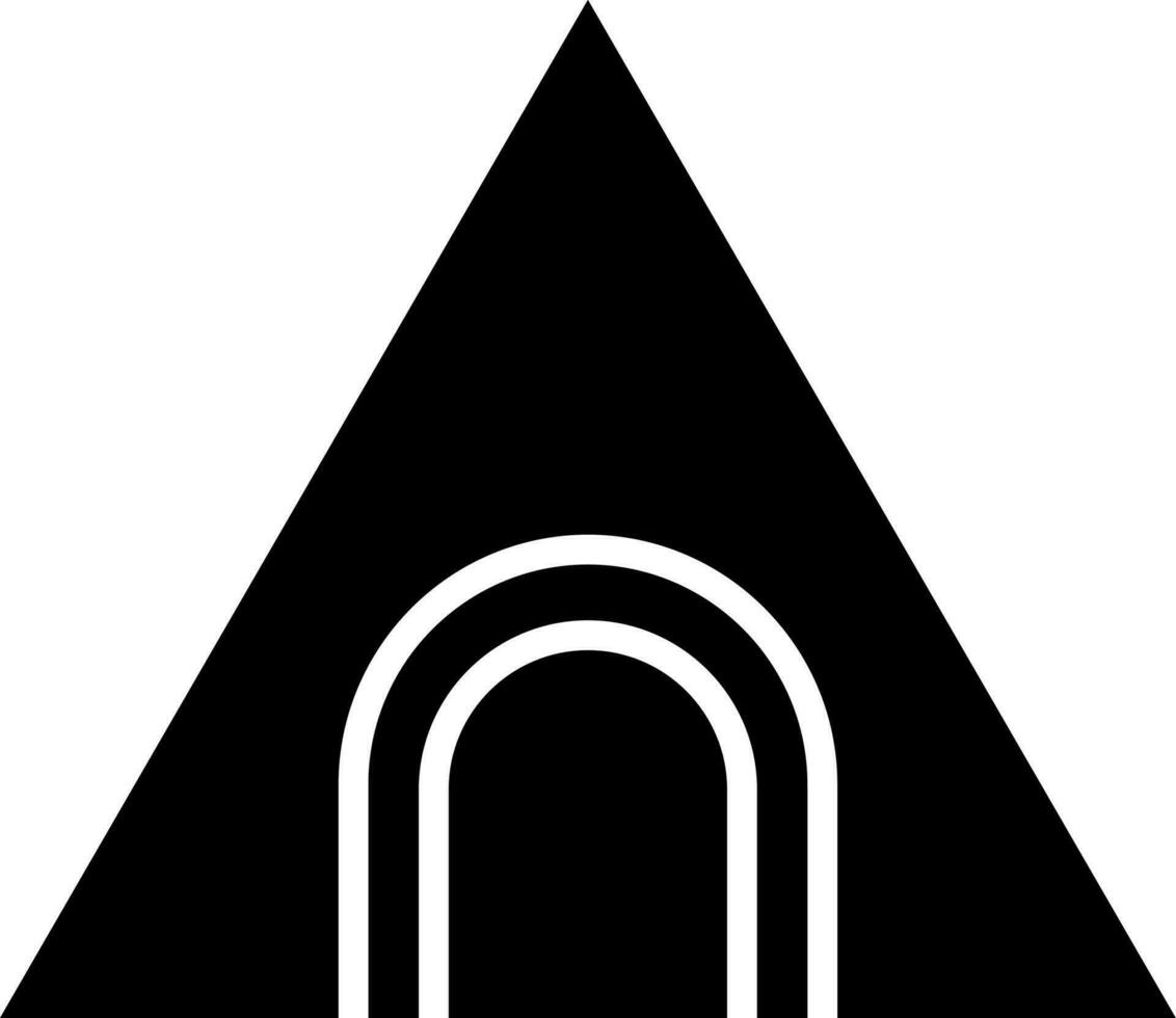 túnel la carretera firmar icono en negro y blanco color. vector