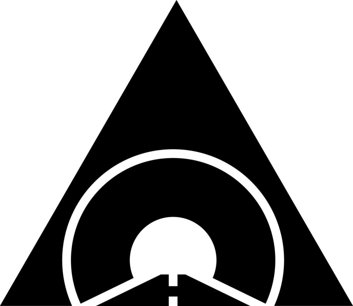 Mountain tunnel icon or symbol in Black and White color. vector