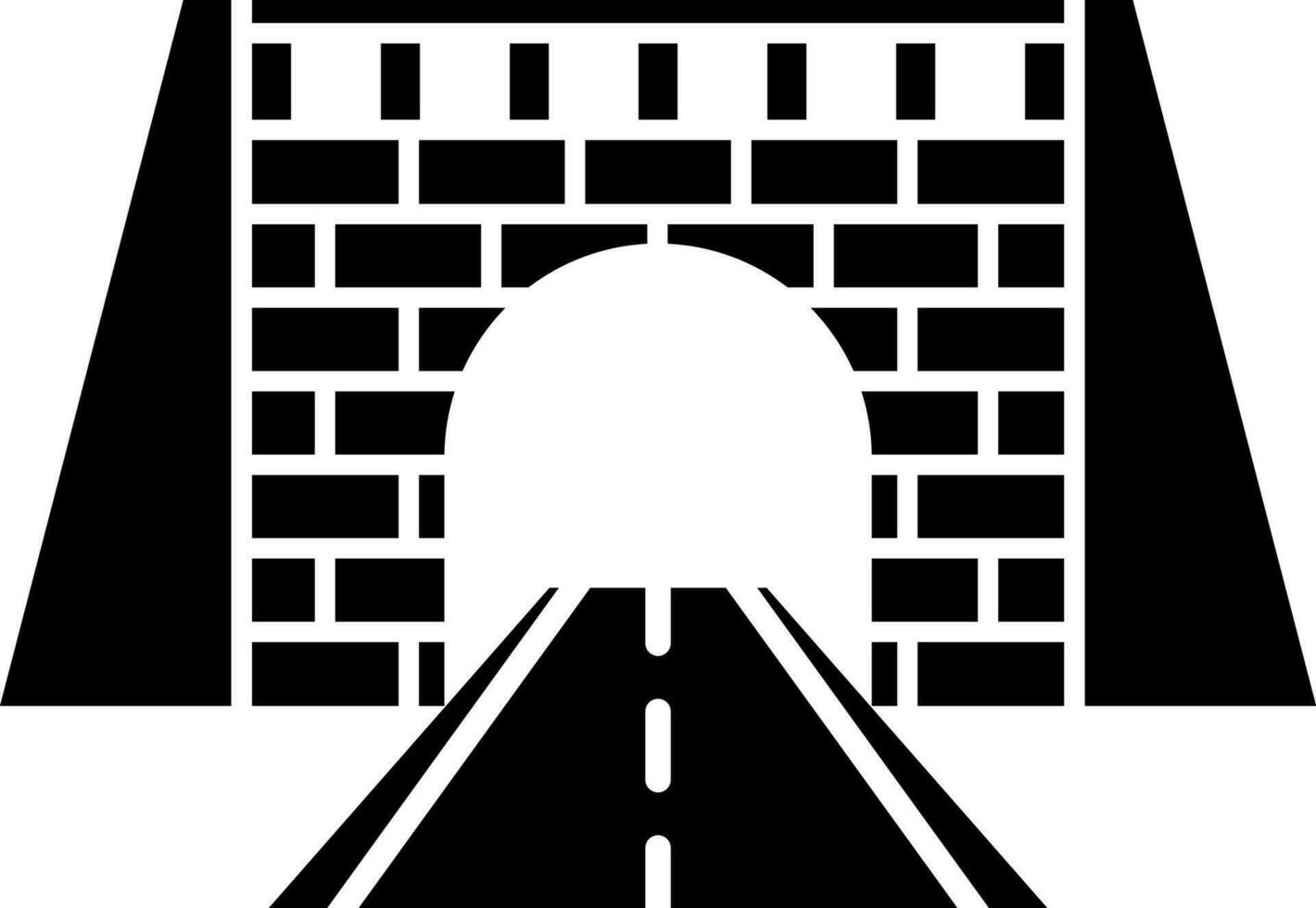 Road tunnel icon in Black and White color. vector