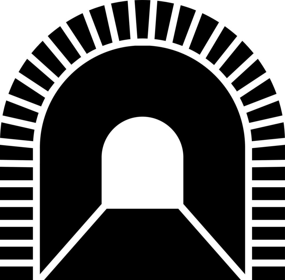Black and White tunnel icon in flat style. vector