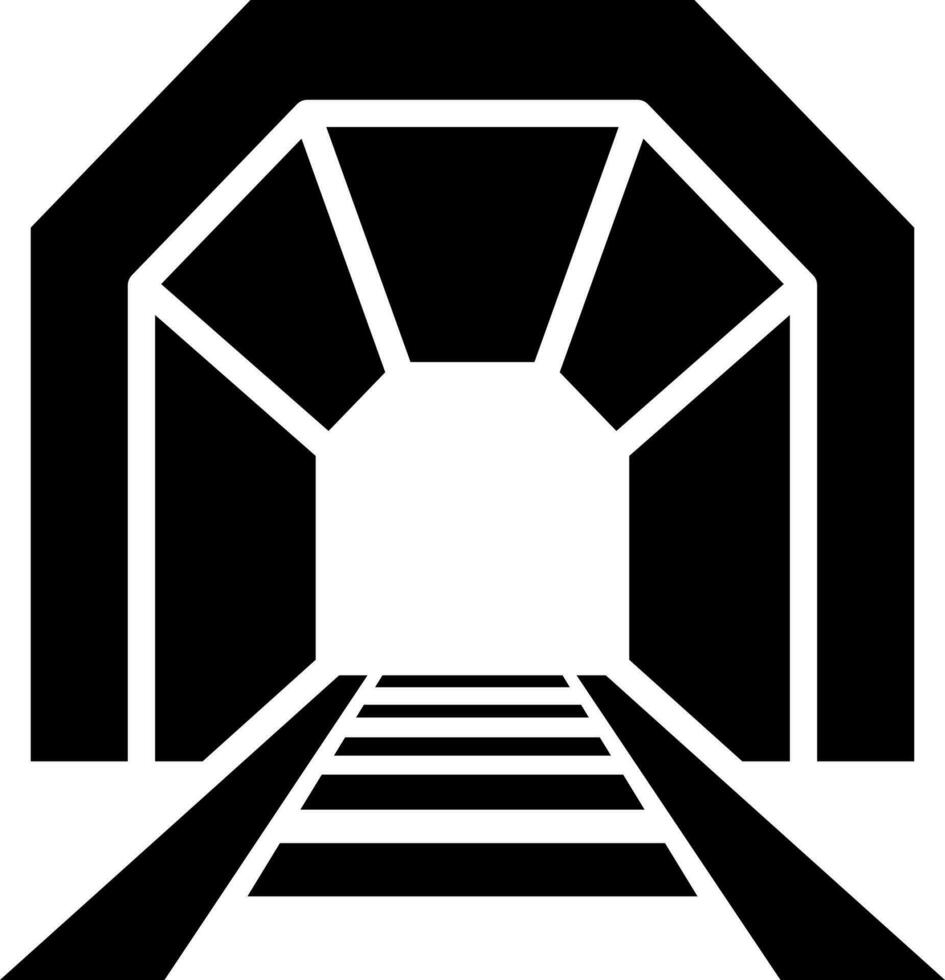 Railway tunnel icon in Black and White color. vector