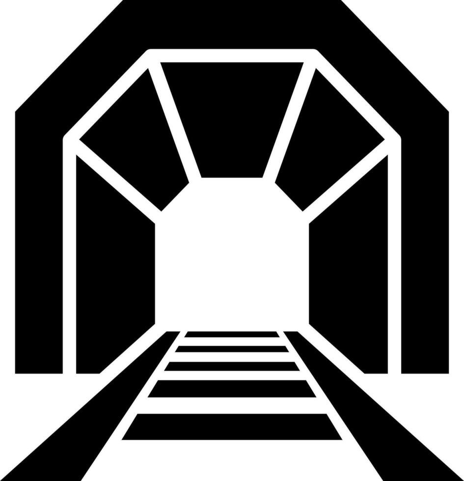 ferrocarril túnel icono en negro y blanco color. vector