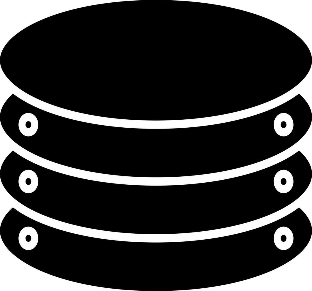 Black and White icon or symbol of database. vector