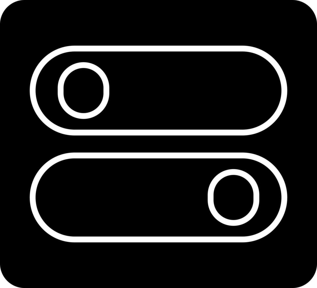 Black and White sign or symbol of switch in flat style. vector