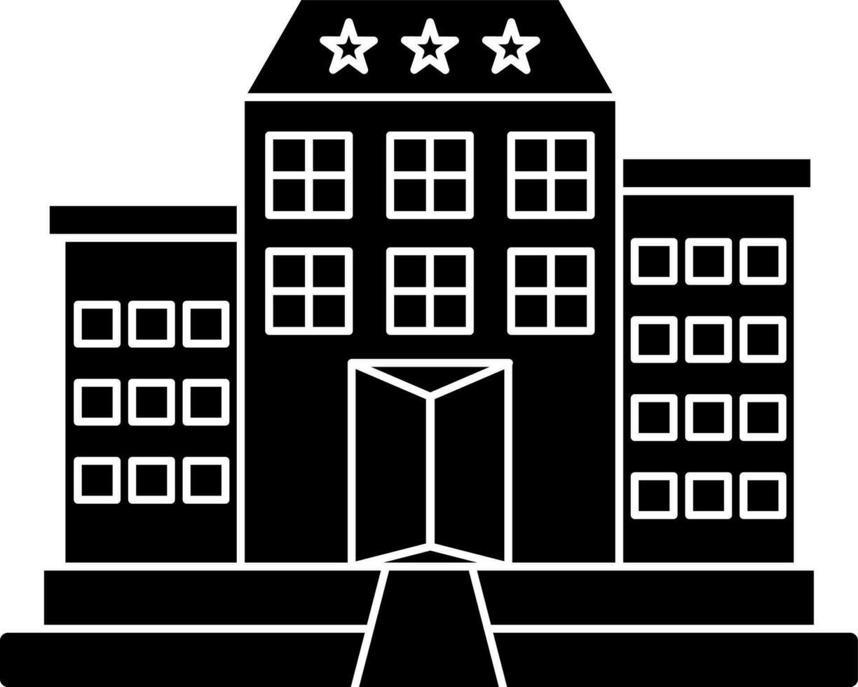 negro y blanco hotel edificio icono o símbolo. vector