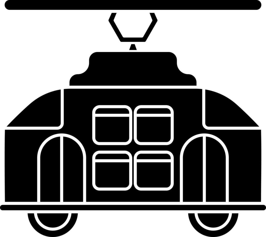 Cable car icon in Black and White color. vector