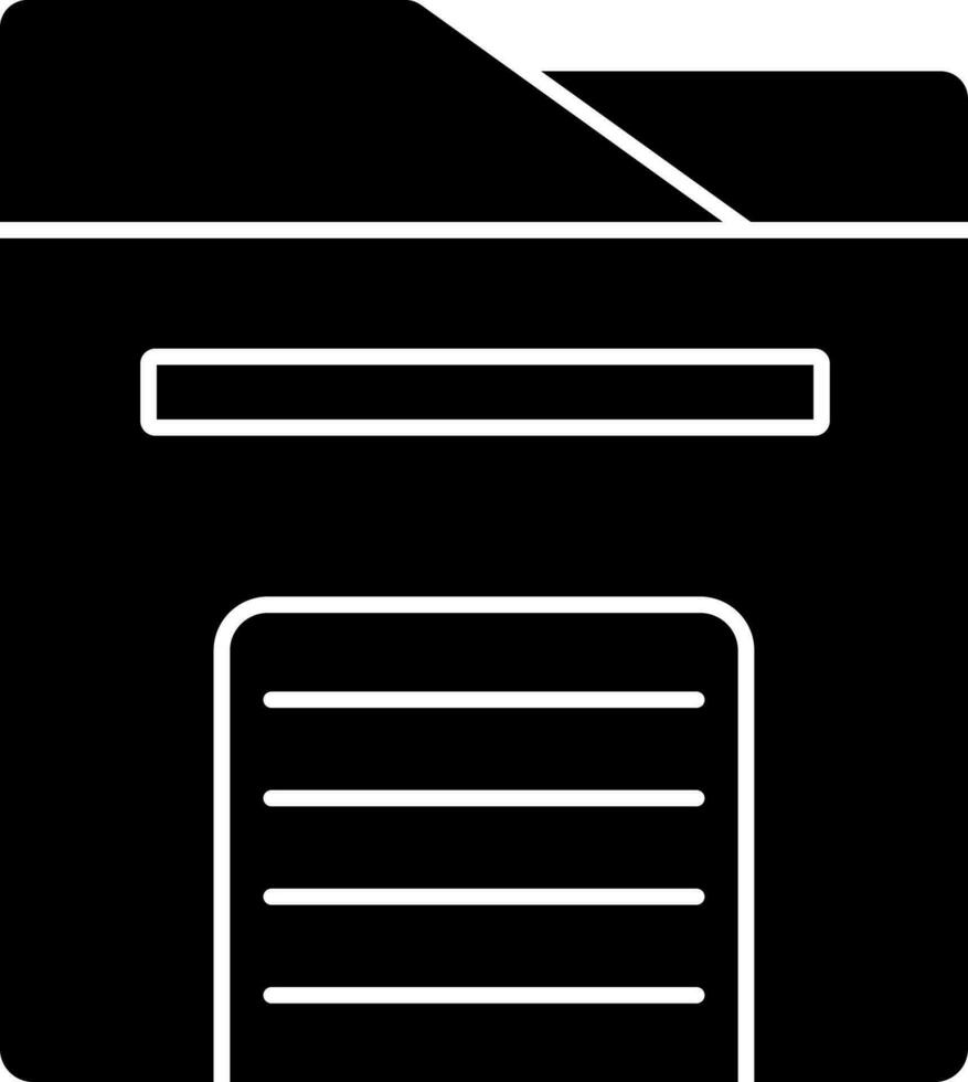 Black and White file folder glyph icon or symbol. vector