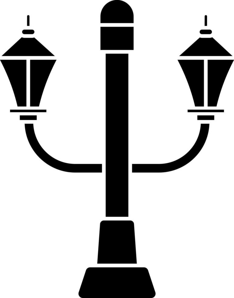 Black and White street lamp icon in flat style. vector