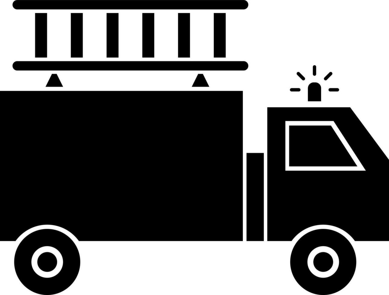 Fire truck icon in Black and White color. vector