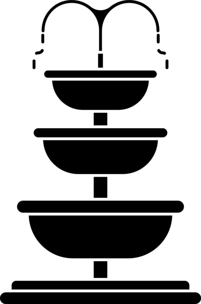 negro y blanco agua fuente icono en plano estilo. vector