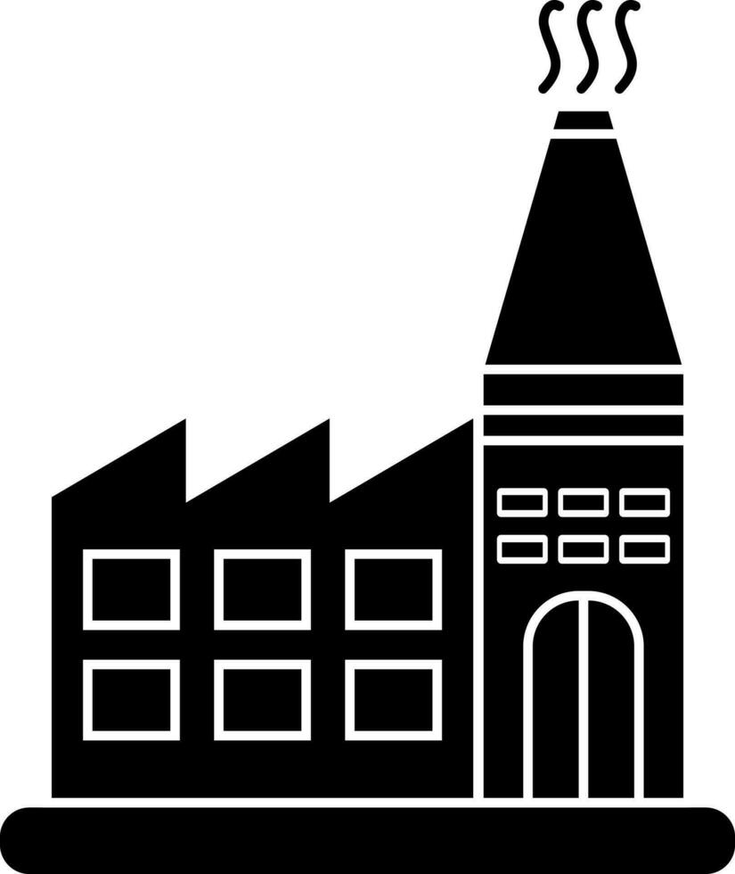 Black and White factory icon in flat style. vector