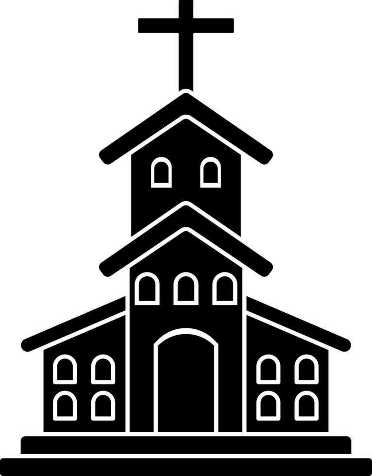 Black and White church icon in flat style. vector