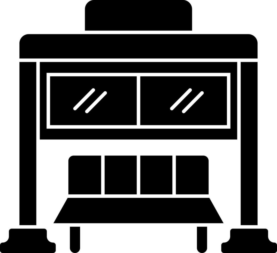 Bus stop icon in Black and White color. vector
