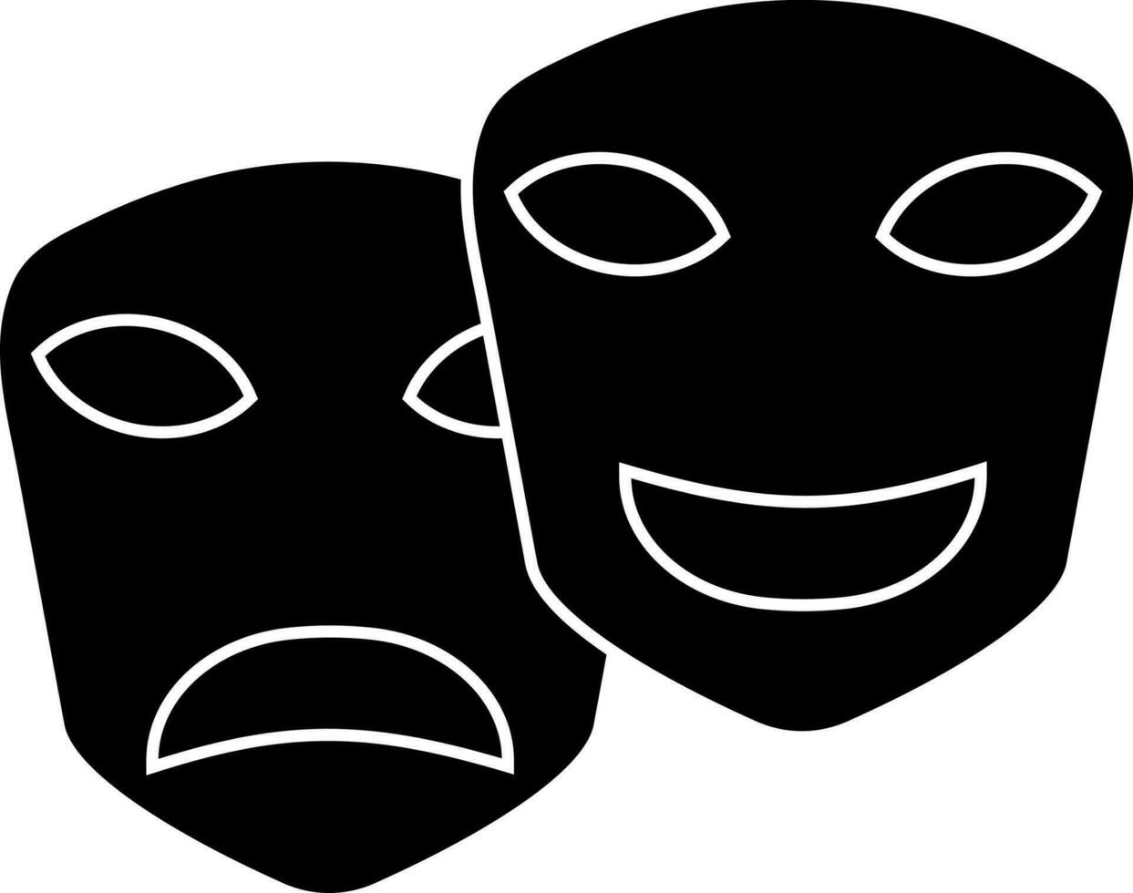 triste y contento teatro máscara icono. vector