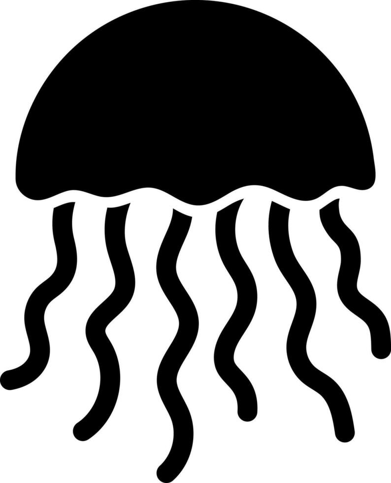 Black and White illustration of jellyfish icon. vector