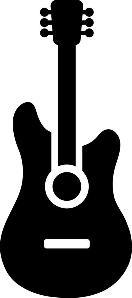 Flat style guitar icon in Black and White color vector