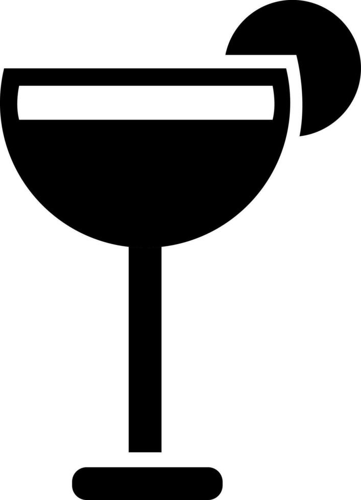 Black and White illustration of cocktail or mocktail glass icon. vector