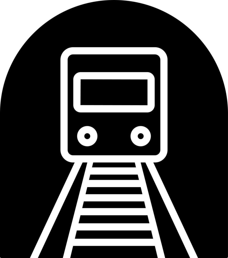 Train tunnel icon or symbol in Black and White color. vector