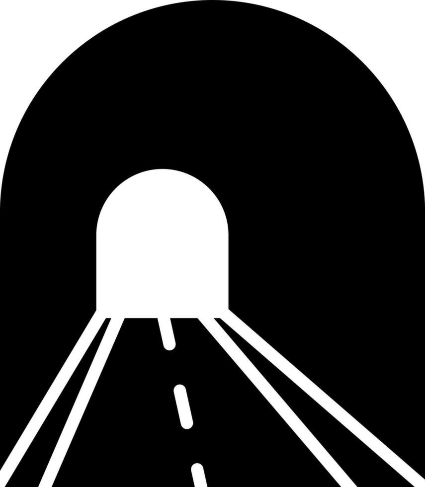 Road tunnel icon in Black and White color. vector