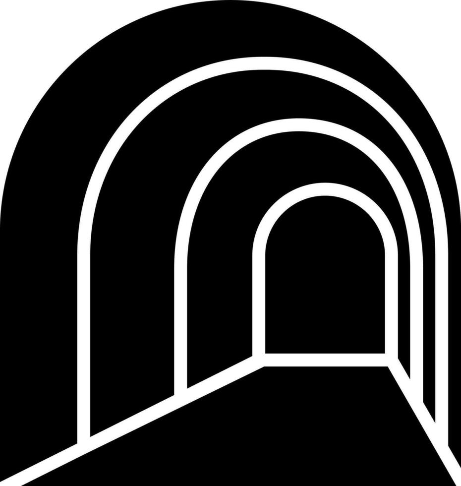 Underground tunnel icon in Black and White color. vector