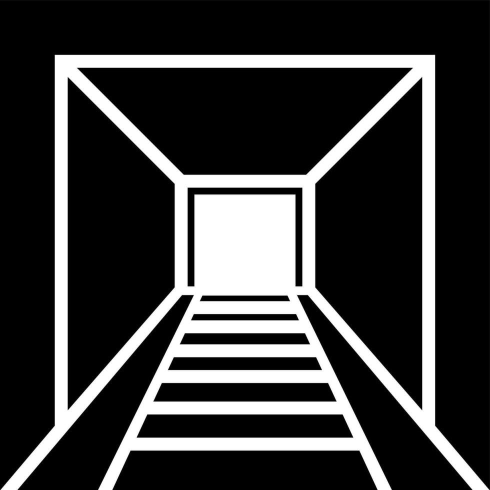 Railway mining tunnel icon in Black and White color. vector