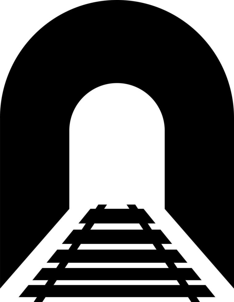 Railroad tunnel icon in Black and White color. vector