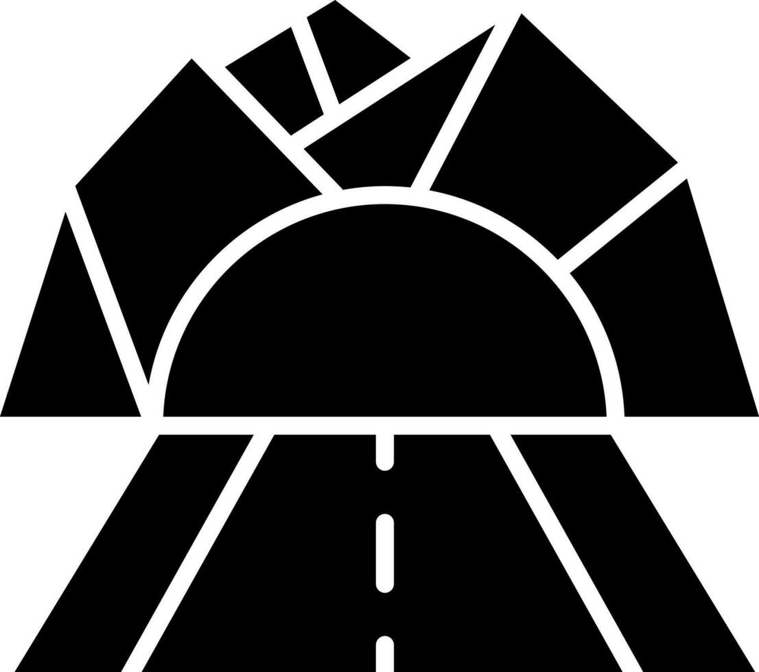 montaña túnel icono en negro y blanco color. vector