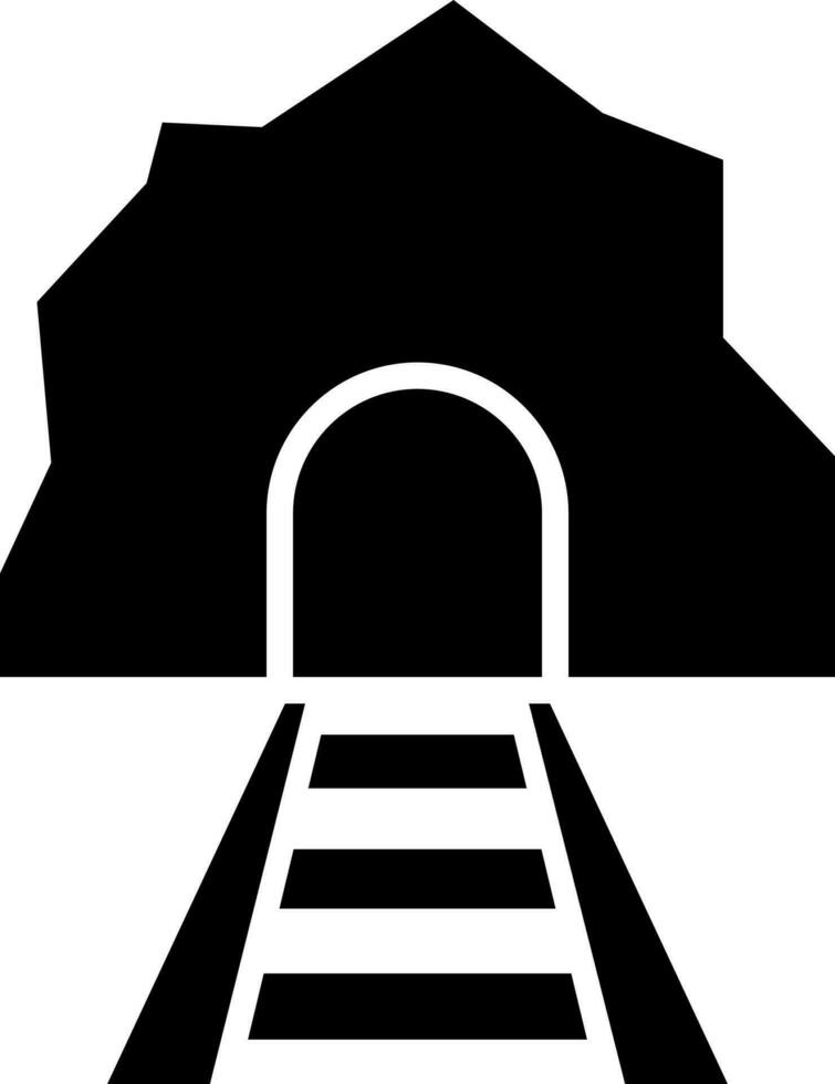 Mountainside railway tunnel icon. vector
