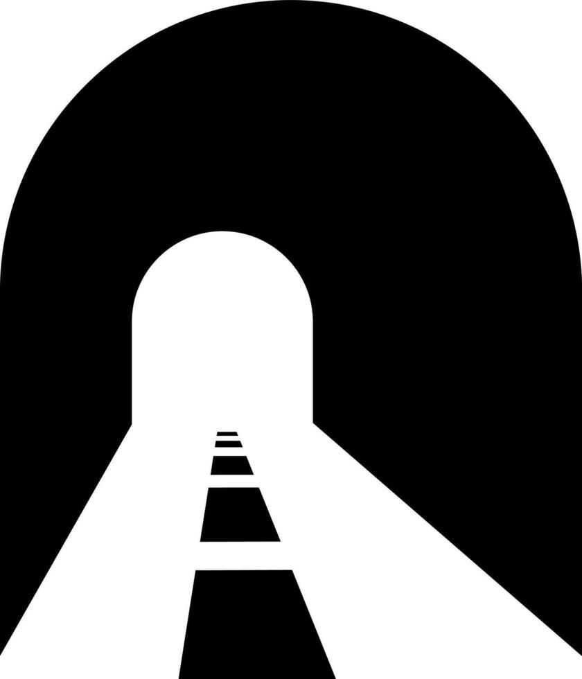 Black and White illustration of tunnel icon. vector