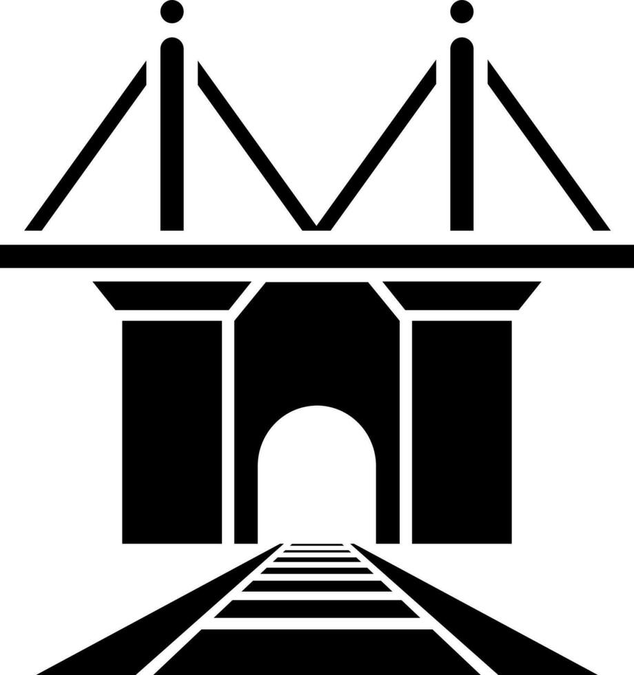 Railway bridge tunnel icon. Glyph sign or symbol. vector