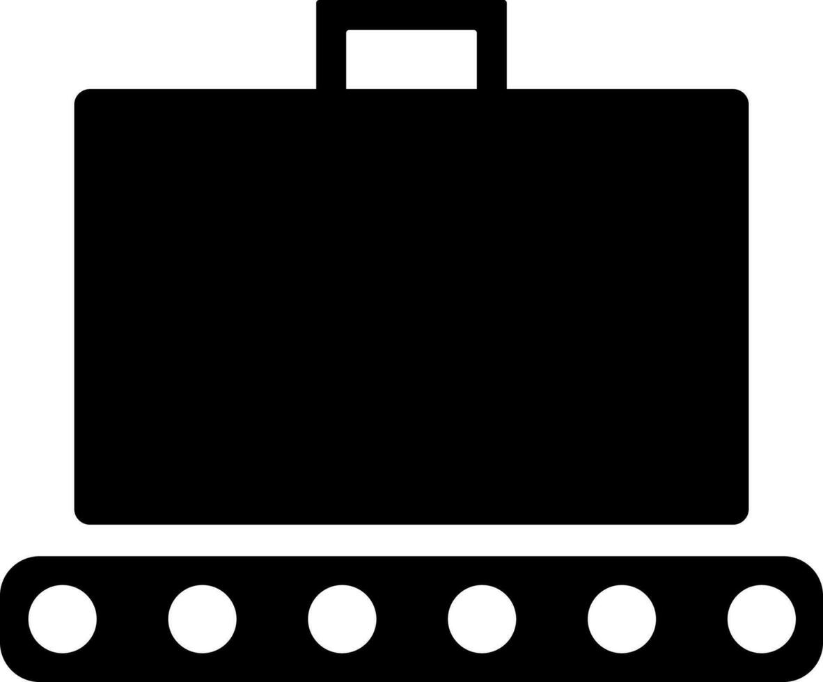 Briefcase on conveyor belt icon. Glyph sign or symbol. vector