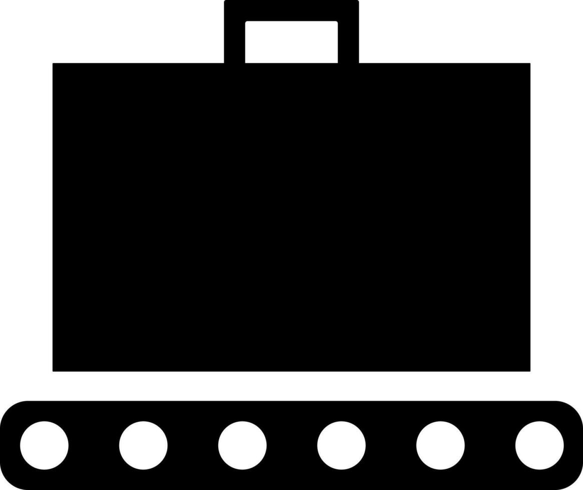 Glyph briefcase on conveyor belt icon. vector