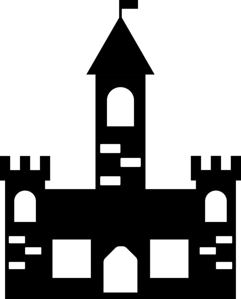 castillo icono en negro y blanco color. vector