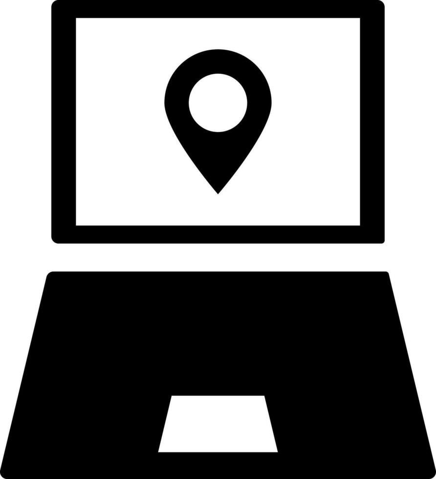 Location app in laptop icon. Glyph sign or symbol. vector