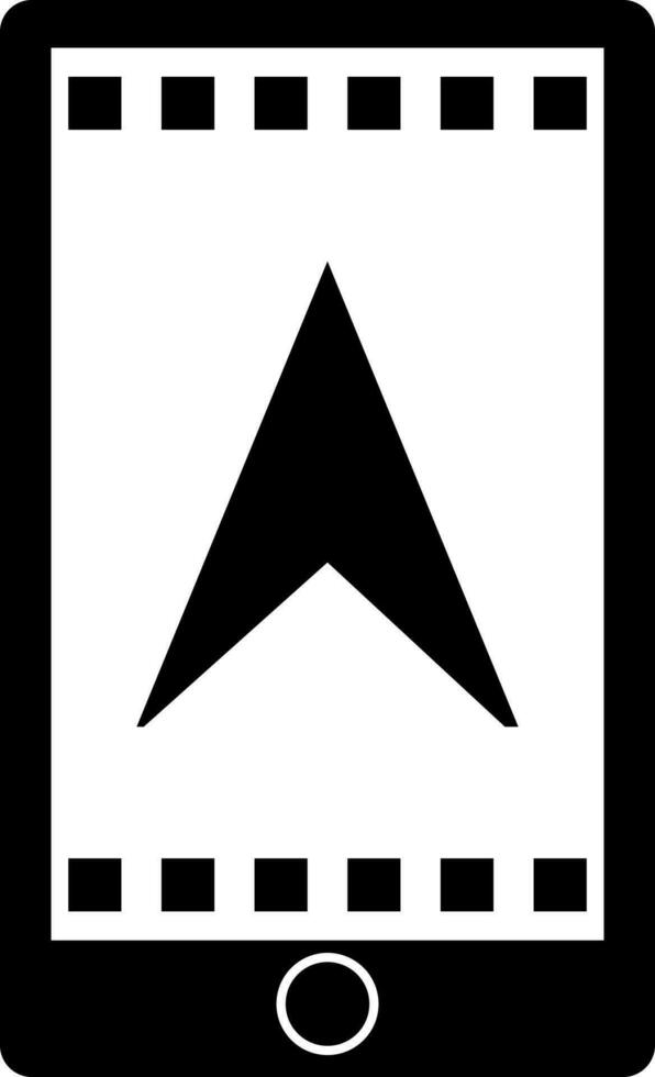 Location tracking app in smartphone. Black and White icon or symbol. vector