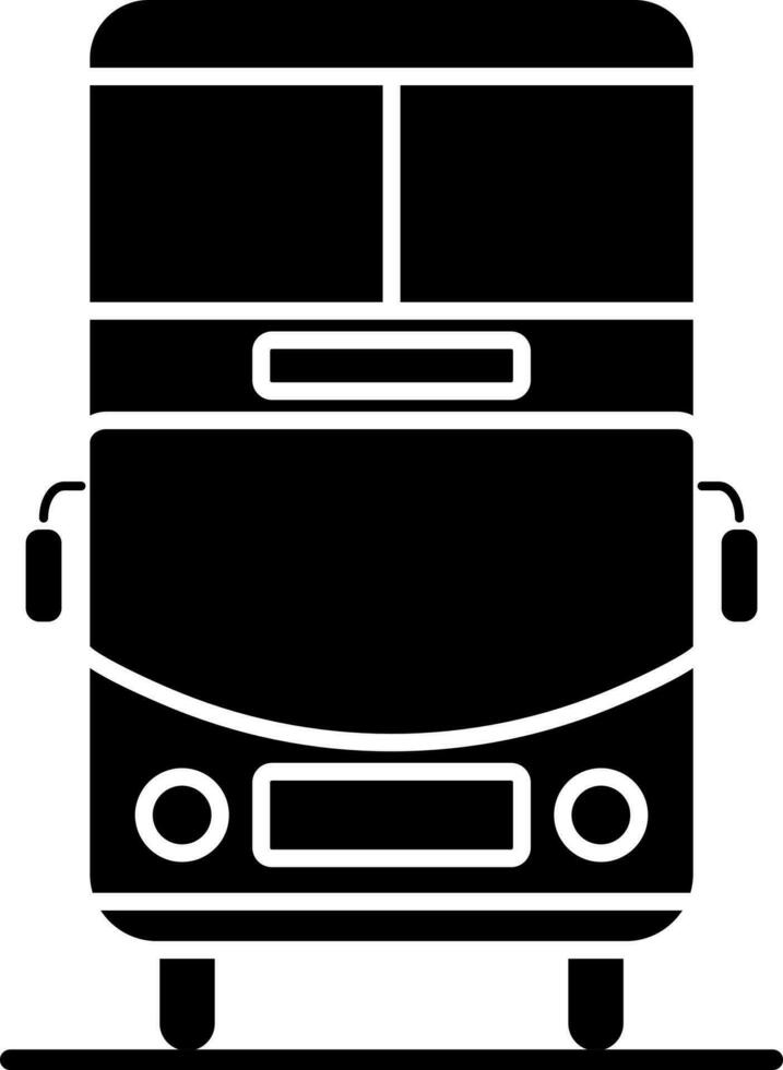 Black and White double decker bus icon in flat style. vector