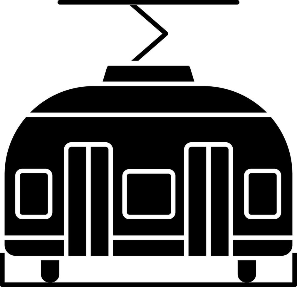 Illustration of Black and White tram icon. vector