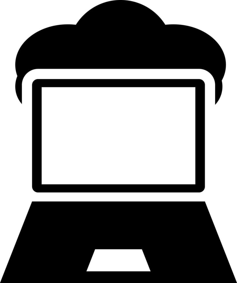 Cloud storage with laptop. Glyph icon or symbol. vector