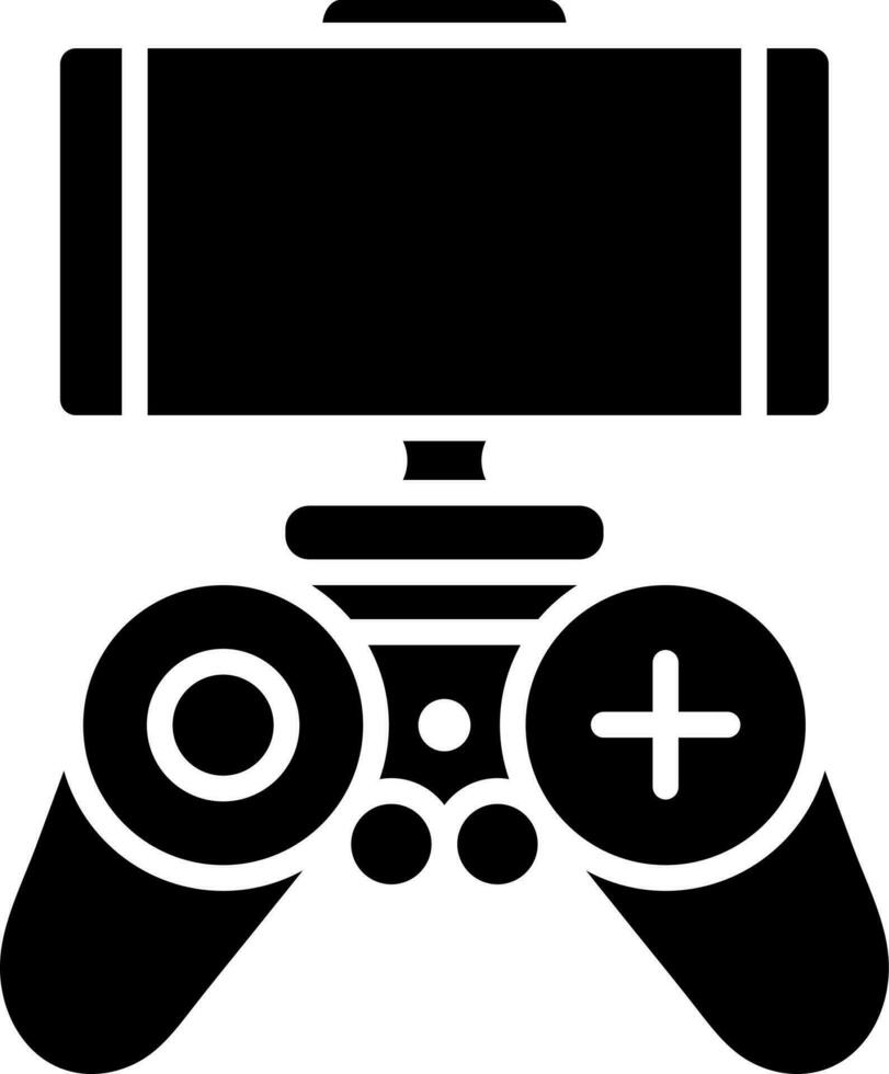 Game controller joystick icon in Black and White color. vector