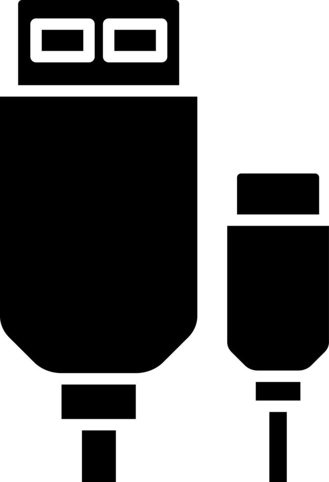 Black and White illustration of cable glyph icon. vector