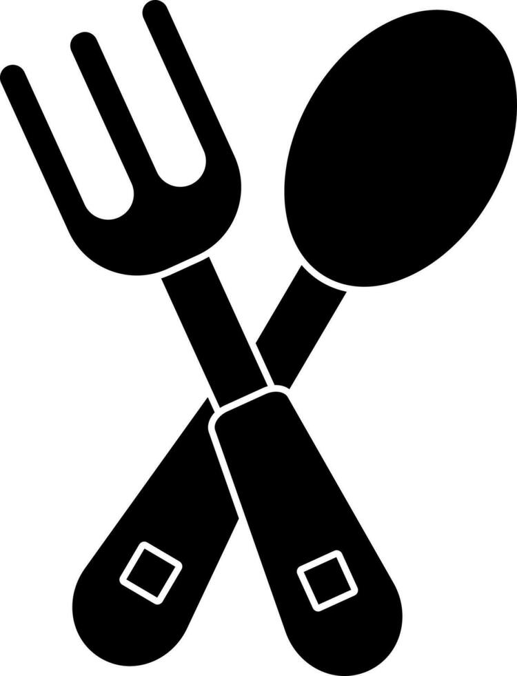 Fork and spoon glyph icon in flat style. vector