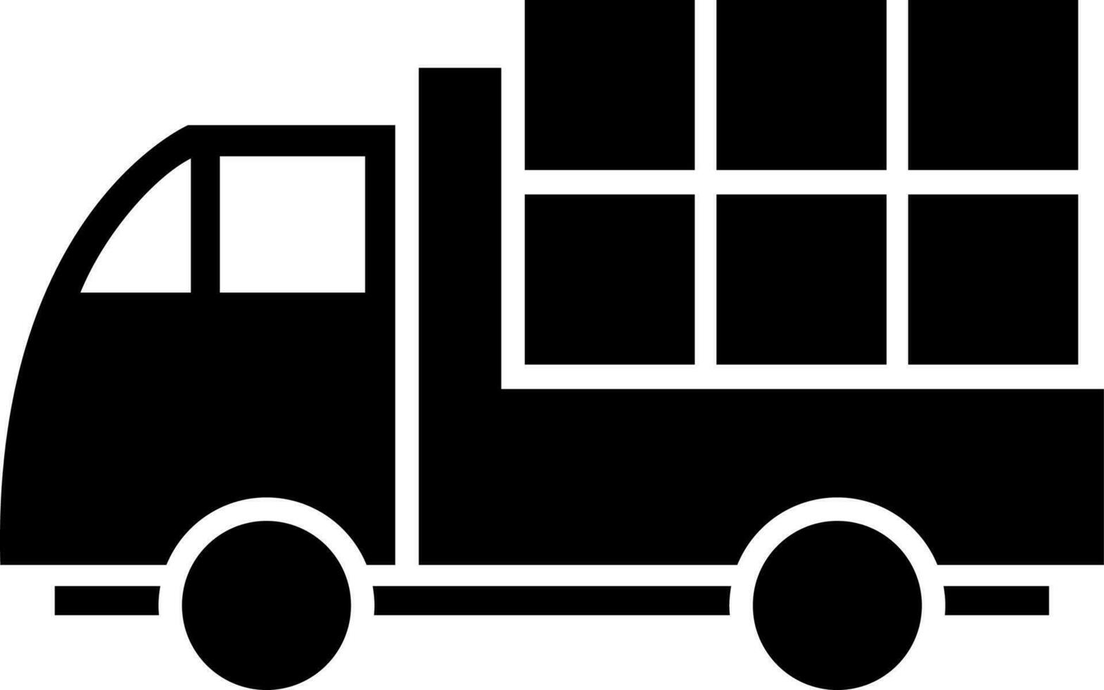 Black and White illustration of truck icon or symbol. vector