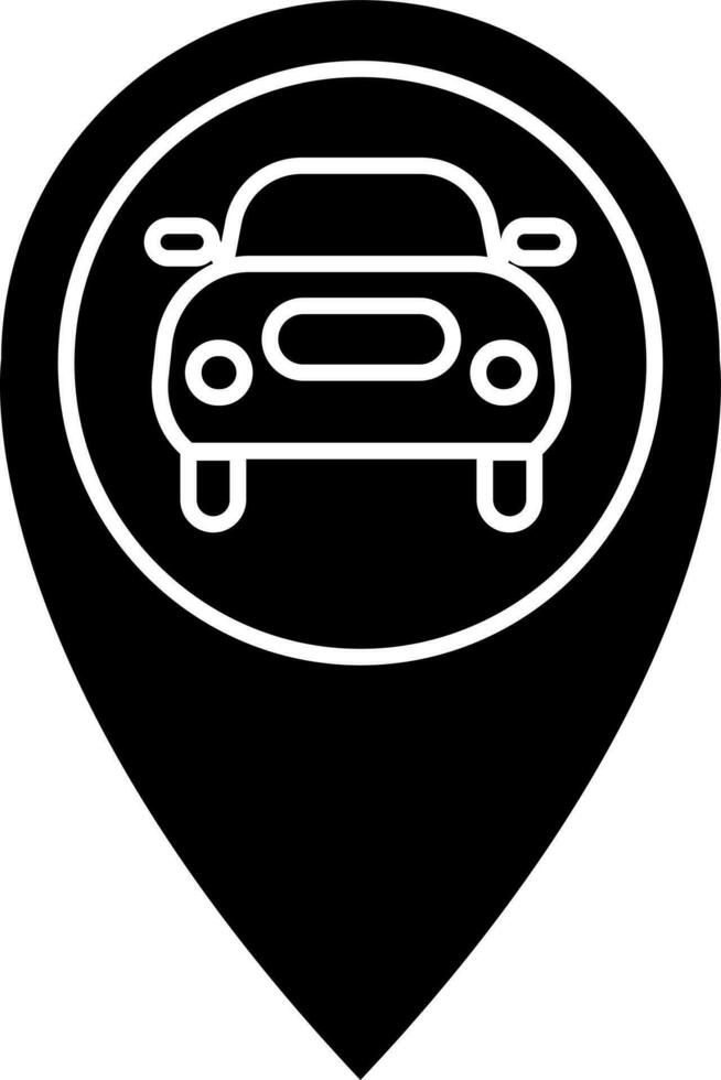Taxi location Black and White icon or symbol in flat style. vector