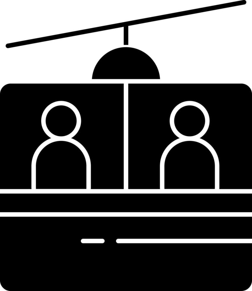 Cable car icon or symbol in Black and White color. vector